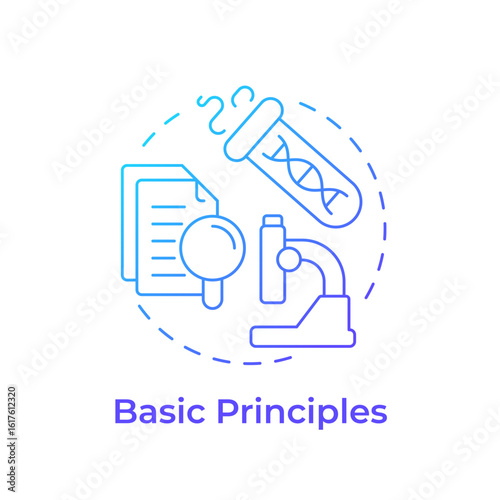 Basic principles blue gradient concept icon. Testing activity. Technology readiness level. Research stage. Round shape line illustration. Abstract idea. Graphic design. Easy to use in brochure