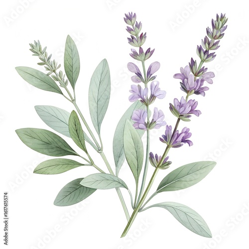 Lilac flower branch bouquet with spring floral decoration on white background