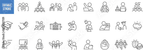 Office and Remote Learning Icon Set – Laptop Work, Digital Training, Learning, File Sharing, Online Class, Monitor Work, Remote Office Icon
