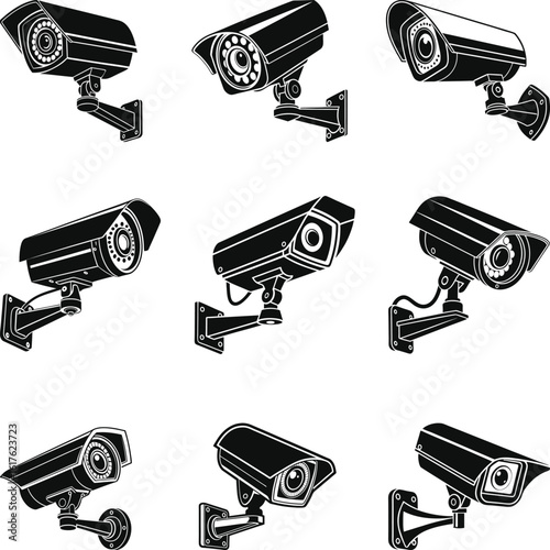 CCTV Camera sign Silhouette, Security Camera Silhouette Icon for Surveillance and Protection, Security Camera Icon Vector, CCTV icon Svg,