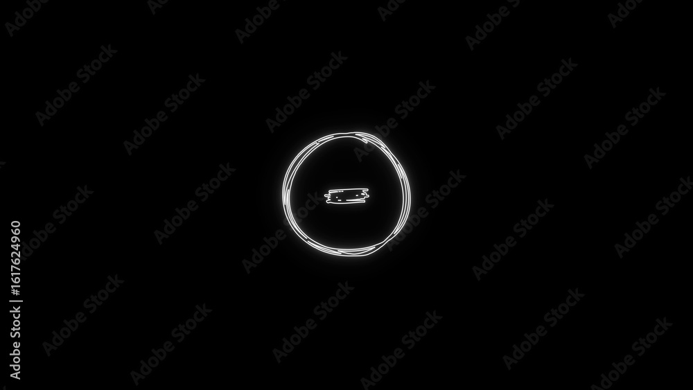 Hand Drawn Minus Sign in a Circle with a Glowing Effect on a Black Background Representing Subtraction Negative or Removal with a Modern and Hand Drawn Minus Sign in a Circle with a Glowing Effect on a Black Background Representing Subtraction Negative or Removal with a Modern and