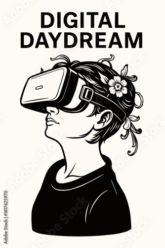 Digital Daydream VR Headset Illustration – Nature Meets Technology SVG
