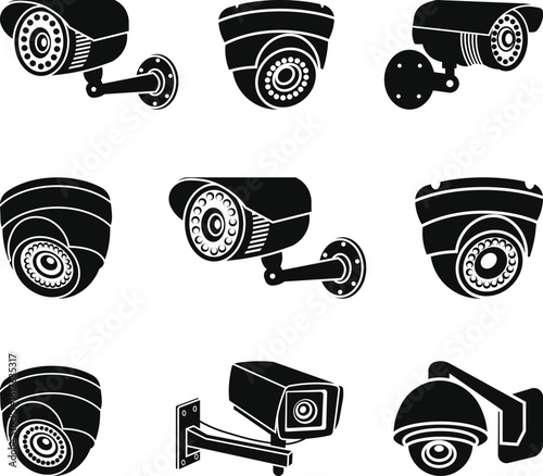 CCTV Camera sign Silhouette, Security Camera Silhouette Icon for Surveillance and Protection, Security Camera Icon Vector, CCTV icon Svg,