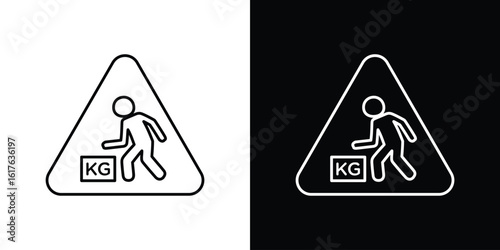 Warning heavy object signs design. Thin graphic elements vector illustration