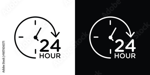Twenty four hours icon design. Thin graphic elements vector illustration