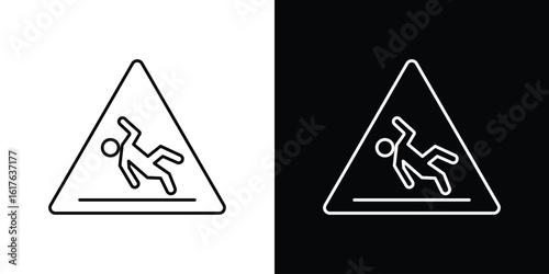 Slippery ice signs design. Thin graphic elements vector illustration