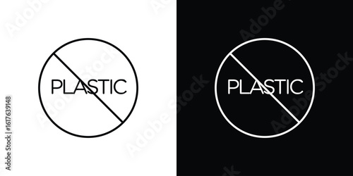 No plastic signs design. Thin graphic elements vector illustration