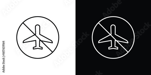 No plane signs design. Thin graphic elements vector illustration