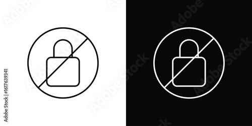 No lock signs design. Thin graphic elements vector illustration