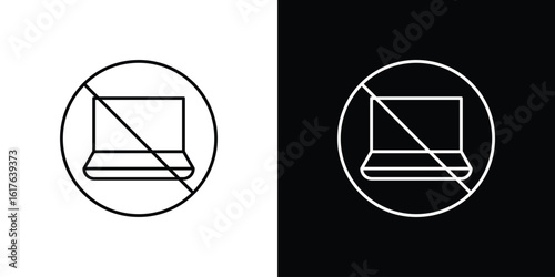 No laptop signs design. Thin graphic elements vector illustration