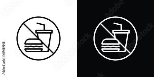 No food allowed signs design. Thin graphic elements vector illustration