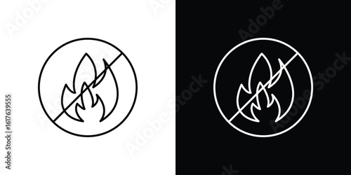 No fire sign design. Thin graphic elements vector illustration