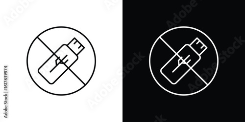 No USB flash drive signs design. Thin graphic elements vector illustration