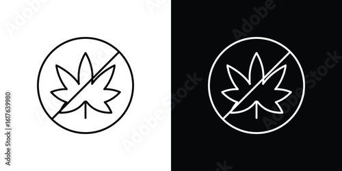 No Marijuana signs design. Thin graphic elements vector illustration