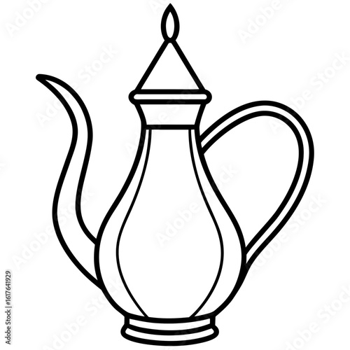 Dallah Coffee Pot Line Art with Elegant Handle 