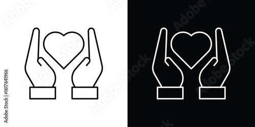 Heart and hands icon design. Thin graphic elements vector illustration