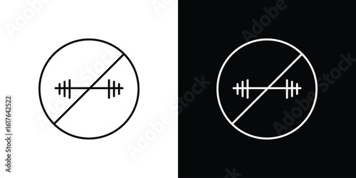 Forbidden barbell signs design. Thin graphic elements vector illustration