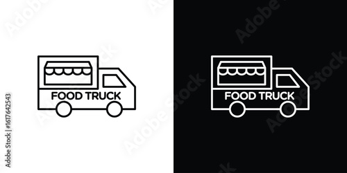 Food truck icon design. Thin graphic elements vector illustration