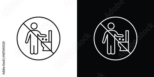 Do not litter in toilet signs design. Thin graphic elements vector illustration