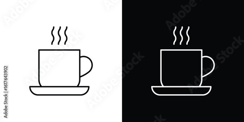 Cup of coffee icon design. Thin graphic elements vector illustration