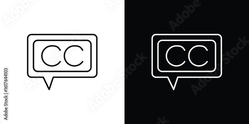 Closed caption icon design. Thin graphic elements vector illustration