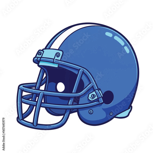 Blue football helmet on white background, sports equipment design
