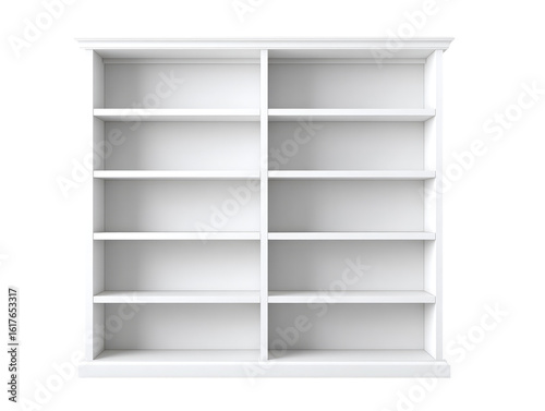 White bookcase with multiple shelves