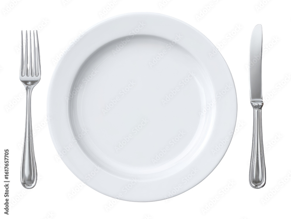 Empty white plate with fork and knife (3) Empty white plate with fork and knife (3)