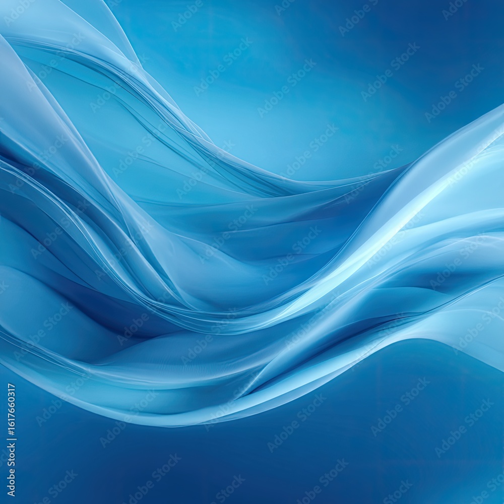 Fototapeta premium Abstract flowing blue curves on a deep blue background