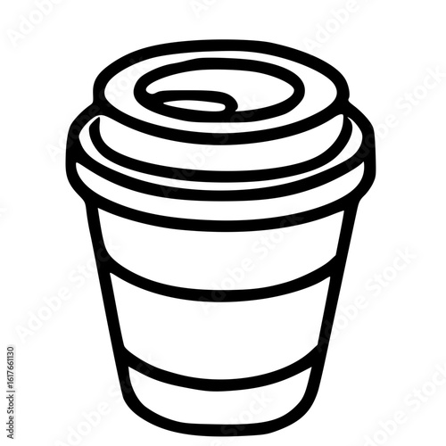 Takeaway coffee cup illustration in bold hand drawn outline icon doodle style