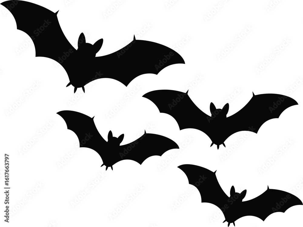 Naklejka premium A black bat with a white background that says bats