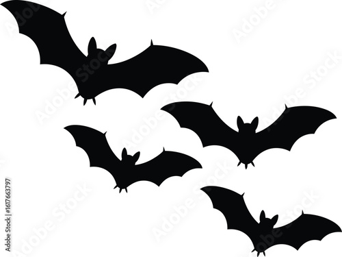 A black bat with a white background that says bats