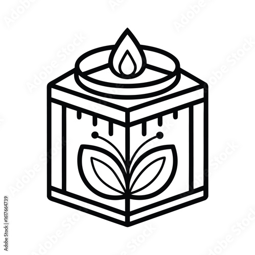 Aromatherapy candle box design with black outline