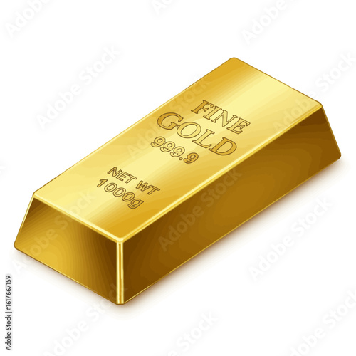 A gleaming gold bar, showcasing the essence of wealth and investment, isolated on a white background, symbolizing financial security and prosperity.