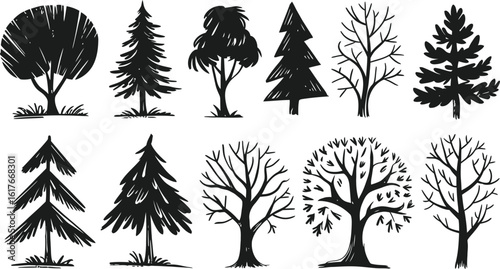 Tree Silhouette Vector Set