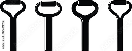 Wagon Handle Silhouette Icon Vector Set - Transportation & Utility Grips