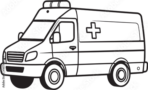 Ambulance Rushing Silhouette in Black | Emergency Vehicle Icon