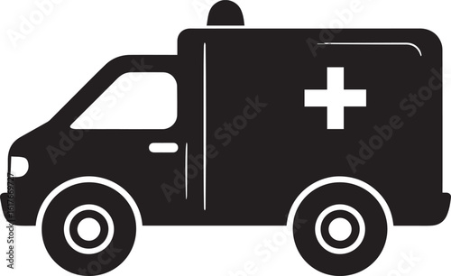 Ambulance Rushing Silhouette in Black | Emergency Vehicle Icon
