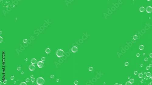 Soap bubble motion graphic effects on green screen background. 