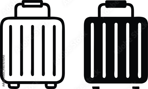 Suitcase Icon Vector, Luggage Silhouette, Black White Travel Bag Symbol Illustration