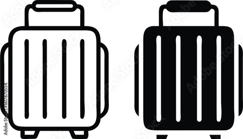 Luggage Icon Set – Vector Travel Suitcase Symbol in Black and White