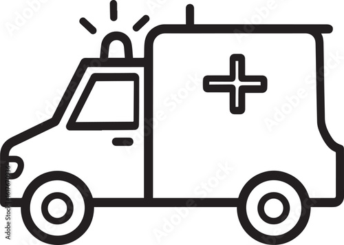 Ambulance Rushing Silhouette in Black | Emergency Vehicle Icon
