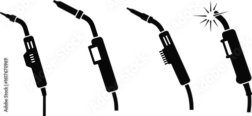 Welding Torch Silhouette Icon Vector Set - Industrial Tools