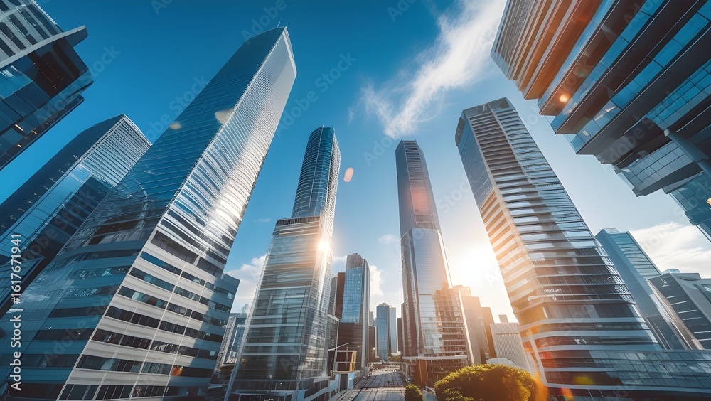 Fototapeta premium building, city, architecture, skyscraper, business, office, sky, glass, tower, downtown, buildings,