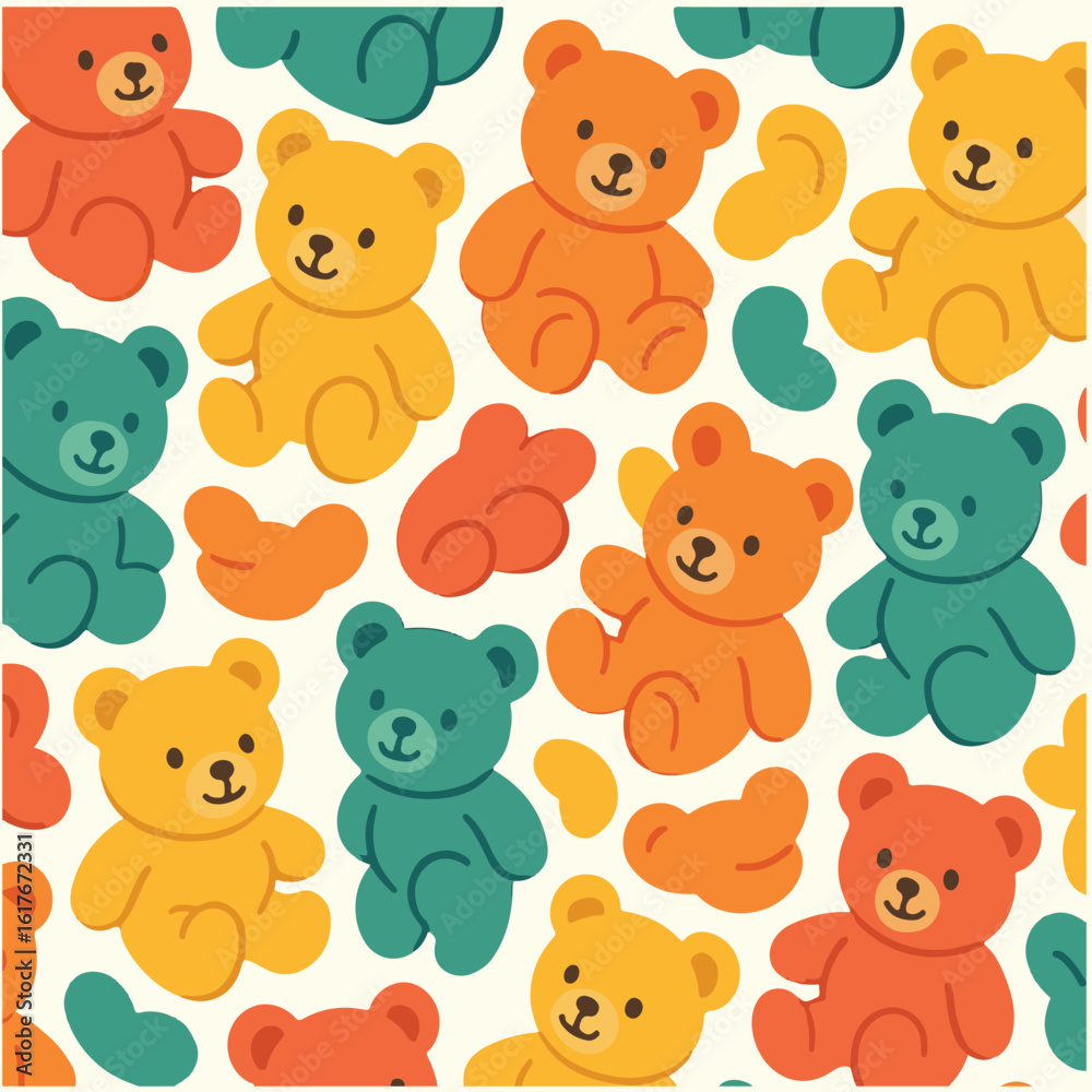 Obraz premium seamless pattern with teddy bears, Textile Fabric , cards, flyers, social media wallpapers, etc.