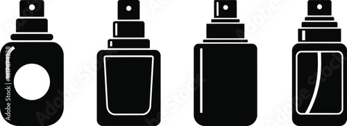 Perfume Sprayer Silhouette Icon Vector Set - Elegant Fragrance Dispenser