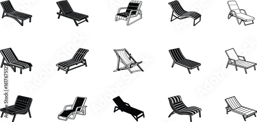 Collection of lounge chair illustrations in silhouette