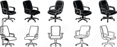 Collection of office chairs in silhouette style