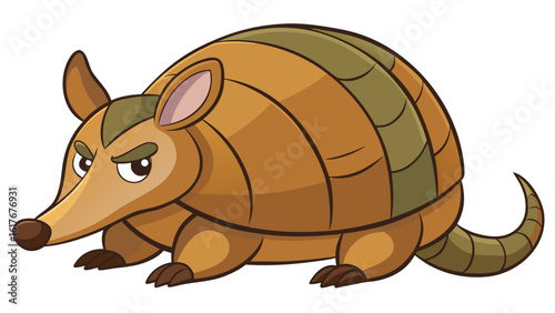 Cartoon armadillo with a grumpy expression