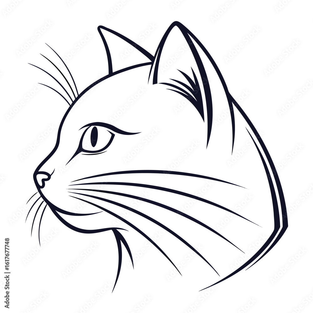 Obraz premium purring cat face front view cat head with whiske.